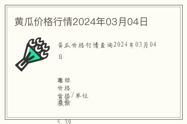 黃瓜價(jià)格行情2024年03月04日