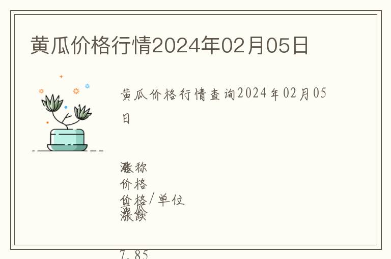 黃瓜價格行情2024年02月05日