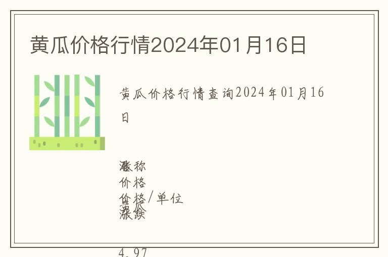 黃瓜價格行情2024年01月16日