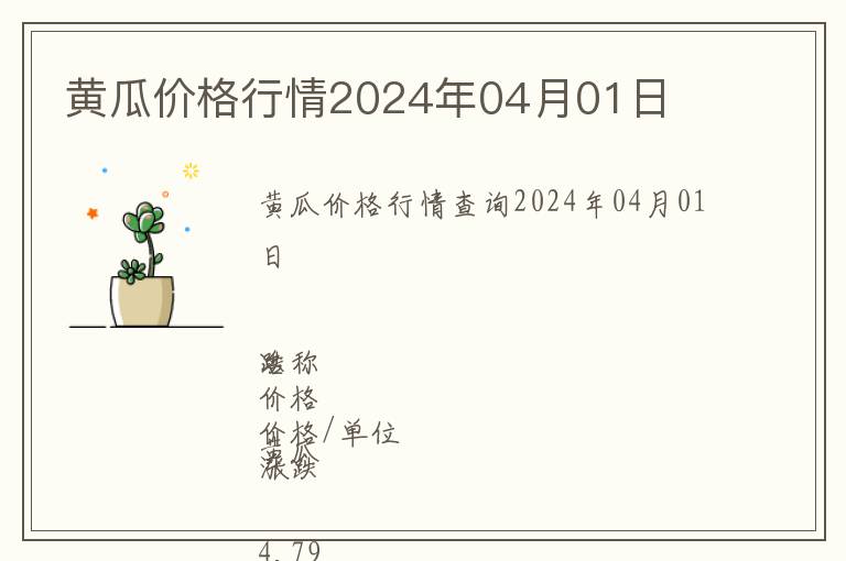 黃瓜價格行情2024年04月01日