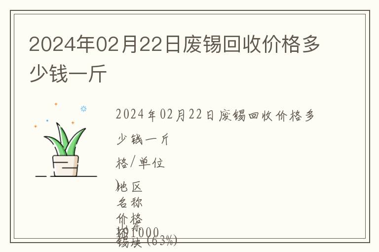 2024年02月22日廢錫回收價(jià)格多少錢(qián)一斤