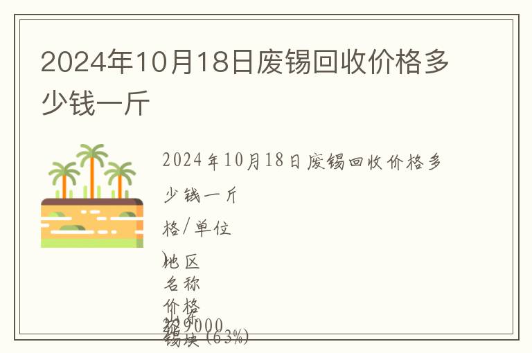2024年10月18日廢錫回收價格多少錢一斤