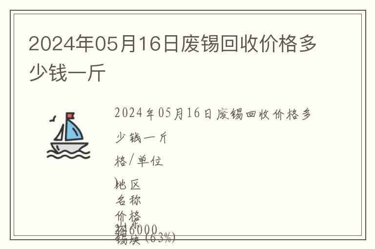 2024年05月16日廢錫回收價格多少錢一斤