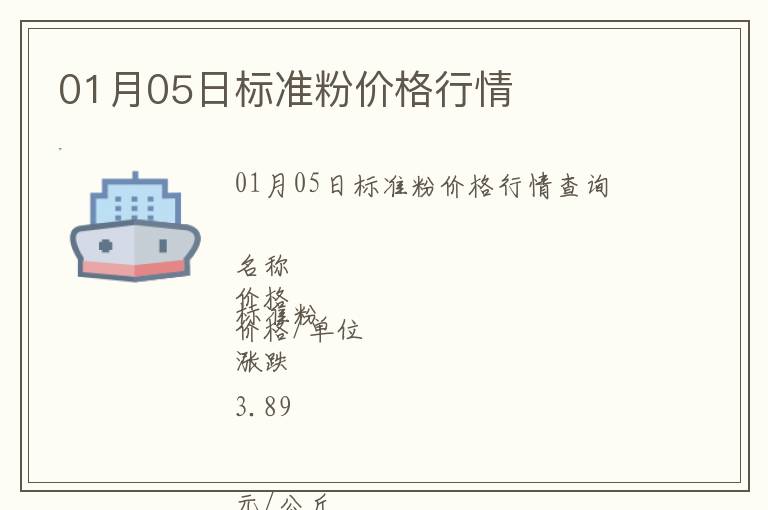 01月05日標準粉價格行情