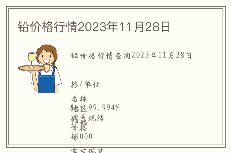 鉛價(jià)格行情2023年11月28日