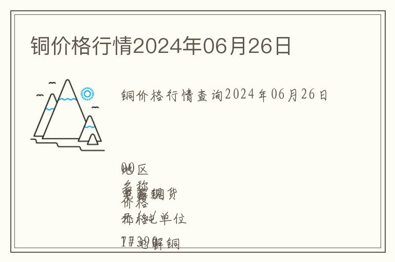 銅價(jià)格行情2024年06月26日