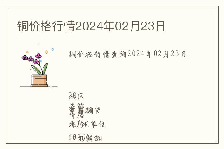 銅價(jià)格行情2024年02月23日