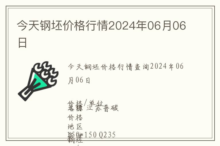 今天鋼坯價格行情2024年06月06日