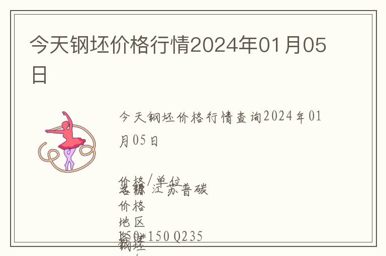 今天鋼坯價格行情2024年01月05日