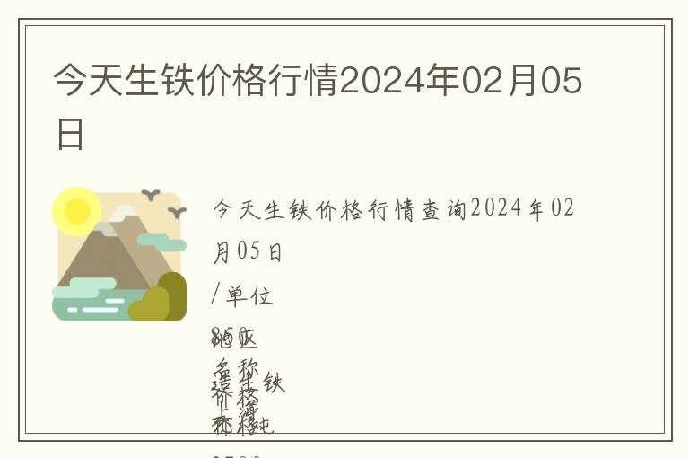 今天生鐵價格行情2024年02月05日