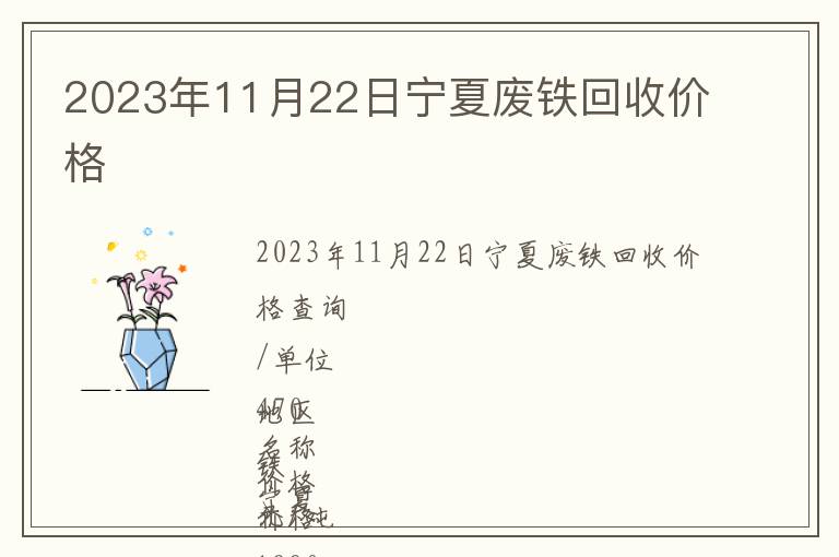 2023年11月22日寧夏廢鐵回收價格