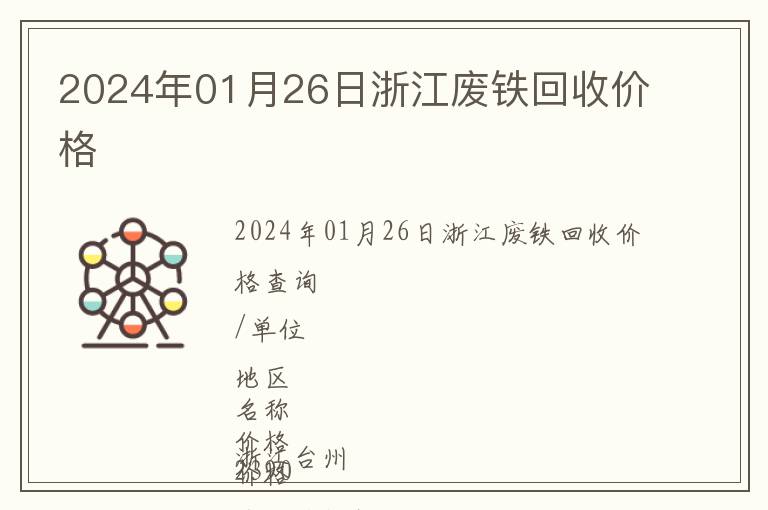 2024年01月26日浙江廢鐵回收價格