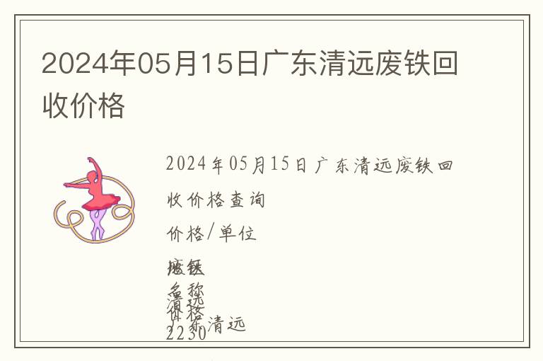 2024年05月15日廣東清遠(yuǎn)廢鐵回收價格