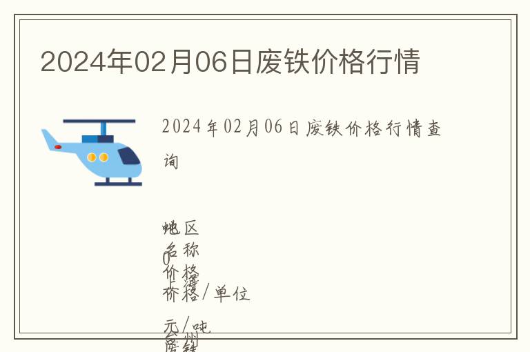 2024年02月06日廢鐵價(jià)格行情