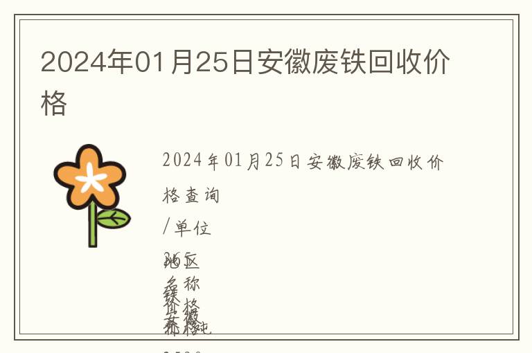 2024年01月25日安徽廢鐵回收價(jià)格