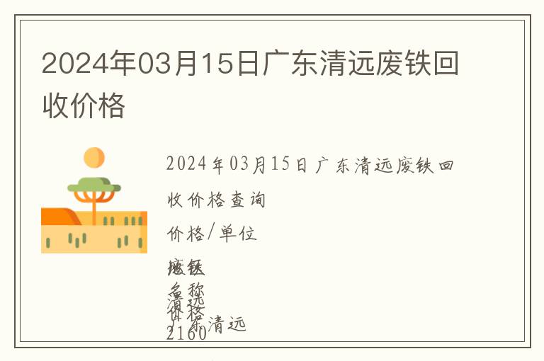 2024年03月15日廣東清遠(yuǎn)廢鐵回收價格