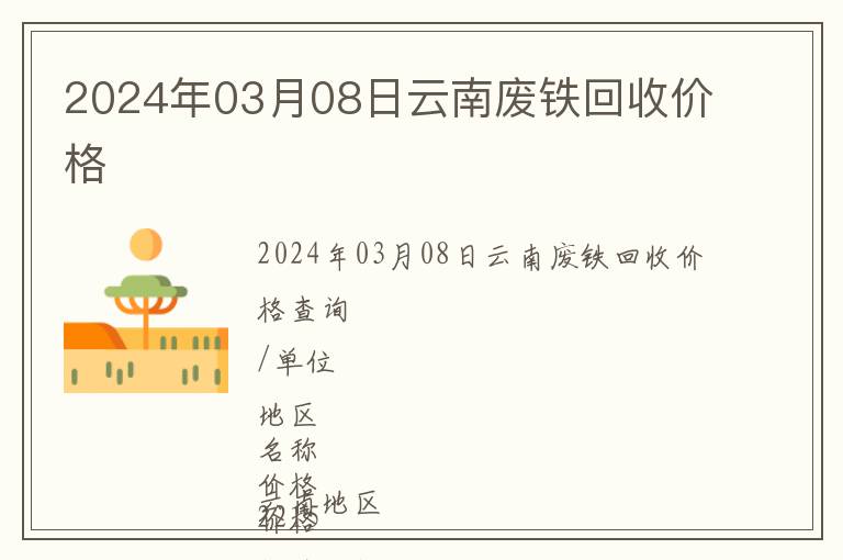 2024年03月08日云南廢鐵回收價(jià)格