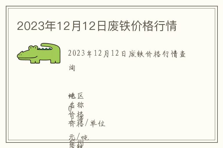 2023年12月12日廢鐵價(jià)格行情