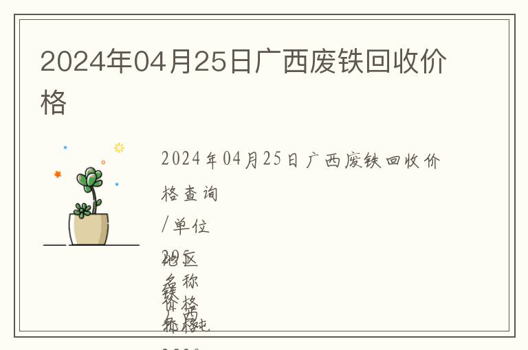 2024年04月25日廣西廢鐵回收價(jià)格
