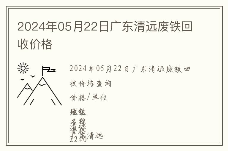 2024年05月22日廣東清遠廢鐵回收價格