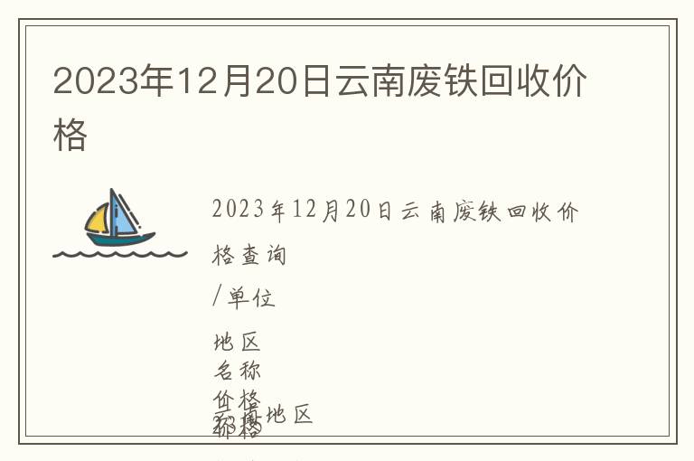 2023年12月20日云南廢鐵回收價(jià)格
