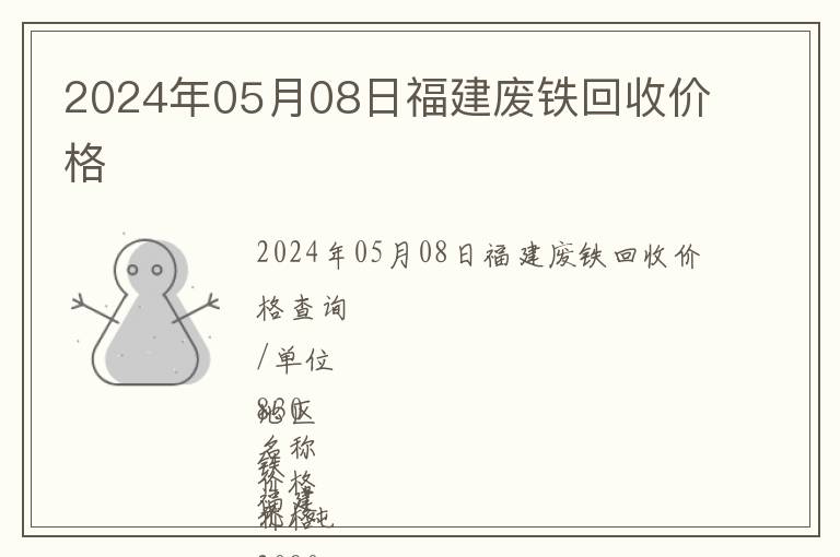2024年05月08日福建廢鐵回收價格