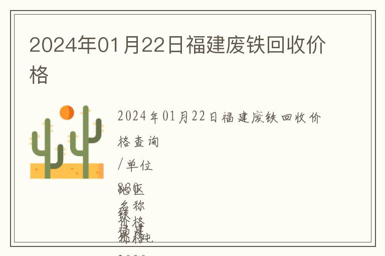 2024年01月22日福建廢鐵回收價格
