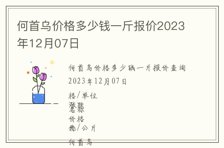 何首烏價(jià)格多少錢一斤報(bào)價(jià)2023年12月07日