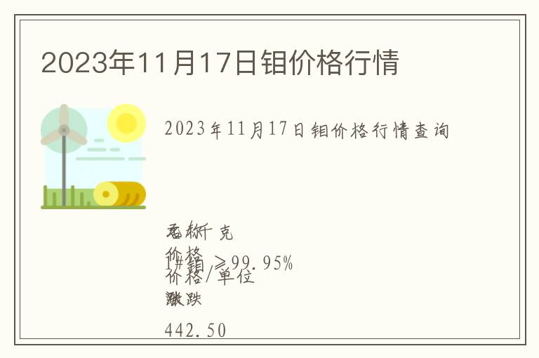 2023年11月17日鉬價格行情