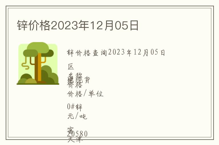 鋅價(jià)格2023年12月05日