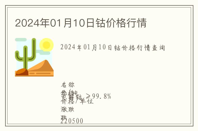 2024年01月10日鈷價格行情