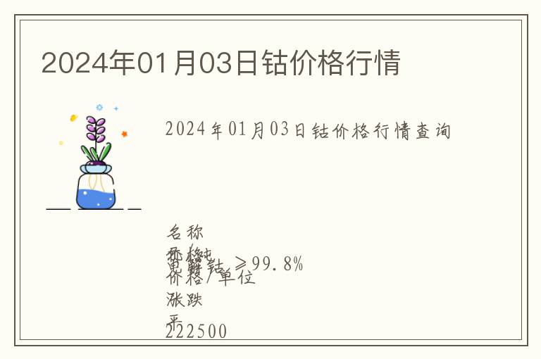 2024年01月03日鈷價(jià)格行情
