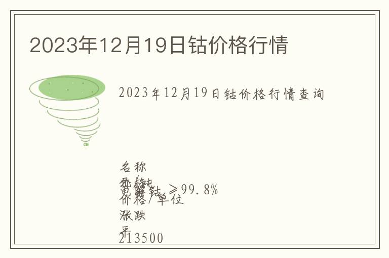 2023年12月19日鈷價(jià)格行情