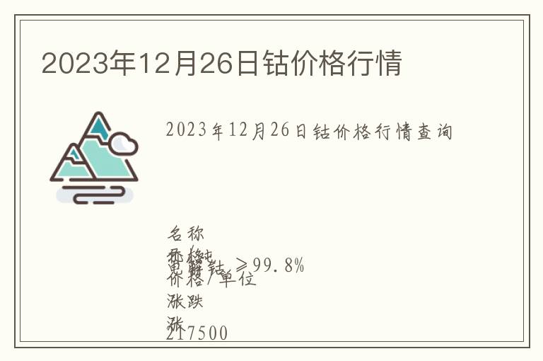 2023年12月26日鈷價(jià)格行情