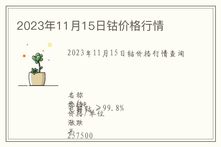 2023年11月15日鈷價(jià)格行情