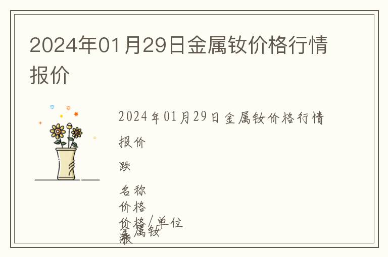 2024年01月29日金屬釹價格行情報價
